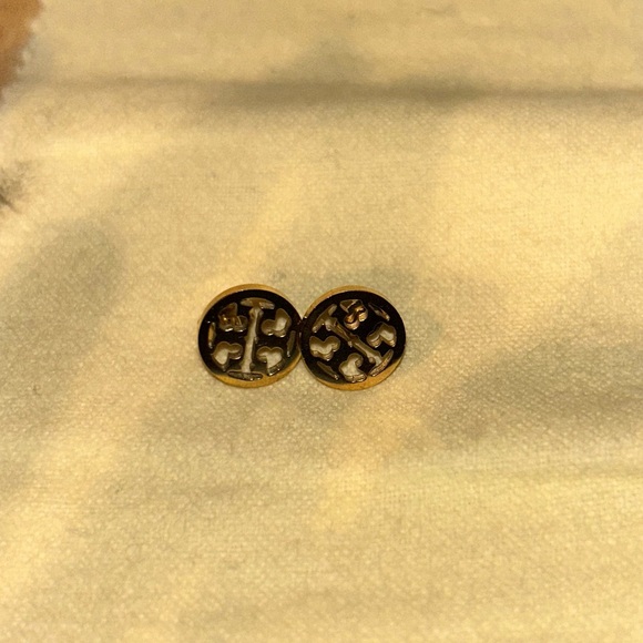 Tory Burch Miller Gold toneLogo Stud Earrings - Picture 10 of 10